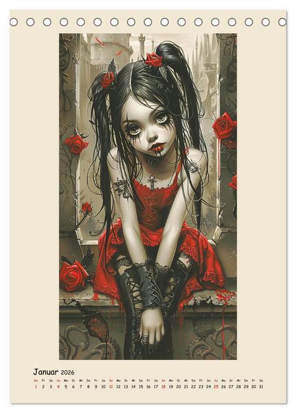 Produktbild: Gothic-Girls. Bizzare Comic-Art (Tischkalender 2026 DIN A5 hoch), CALVENDO Monatskalender