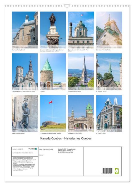 Produktbild: Kanada Quebec - Historisches Quebec (Wandkalender 2026 DIN A2 hoch), CALVENDO Monatskalender
