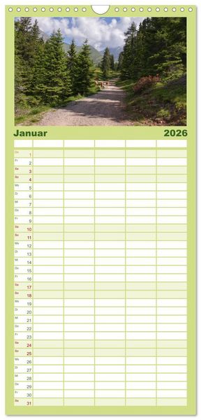 Produktbild: Familienplaner 2026 - Zauber der Berglandschaft mit 5 Spalten (Wandkalender, 21 x 45 cm) CALVENDO