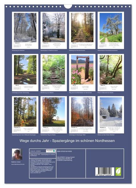 Produktbild: Wege durchs Jahr - Spazierg&auml;nge im sch&ouml;nen Nordhessen (Wandkalender 2026 DIN A3 hoch), CALVENDO Monatskalender