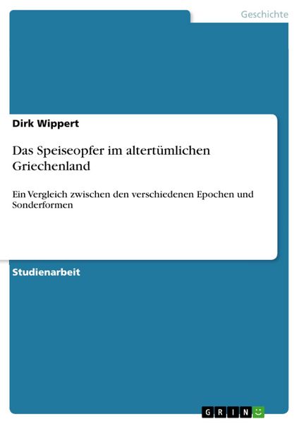 Produktbild: Das Speiseopfer im altert&uuml;mlichen Griechenland