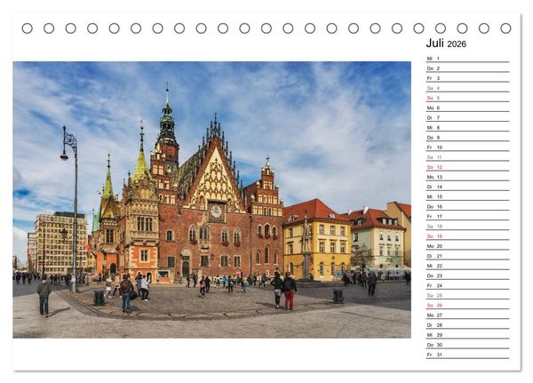 Produktbild: Breslau &ndash; Zeit f&uuml;r Entdeckungen (Tischkalender 2026 DIN A5 quer), CALVENDO Monatskalender