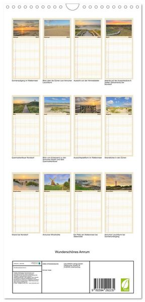Produktbild: Familienplaner 2027 - Wundersch&ouml;nes Amrum mit 5 Spalten (Wandkalender, 21 x 45 cm) CALVENDO