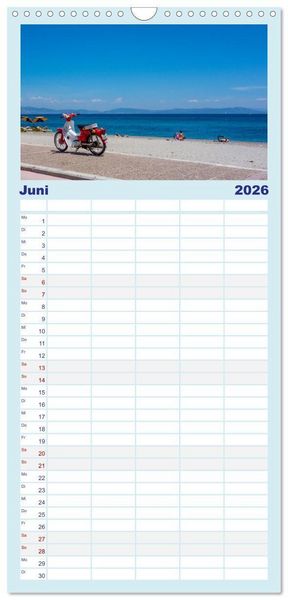 Produktbild: Familienplaner 2026 - Insel Kos - Str&auml;nde mit 5 Spalten (Wandkalender, 21 x 45 cm) CALVENDO