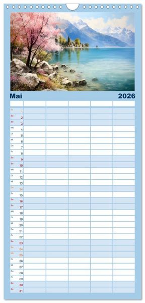 Produktbild: Familienplaner 2026 - Lieblingssee mit 5 Spalten (Wandkalender, 21 x 45 cm) CALVENDO