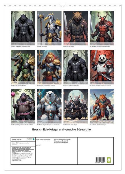 Produktbild: Beasts - Edle Krieger und verruchte B&ouml;sewichte (Wandkalender 2026 DIN A2 hoch), CALVENDO Monatskalender