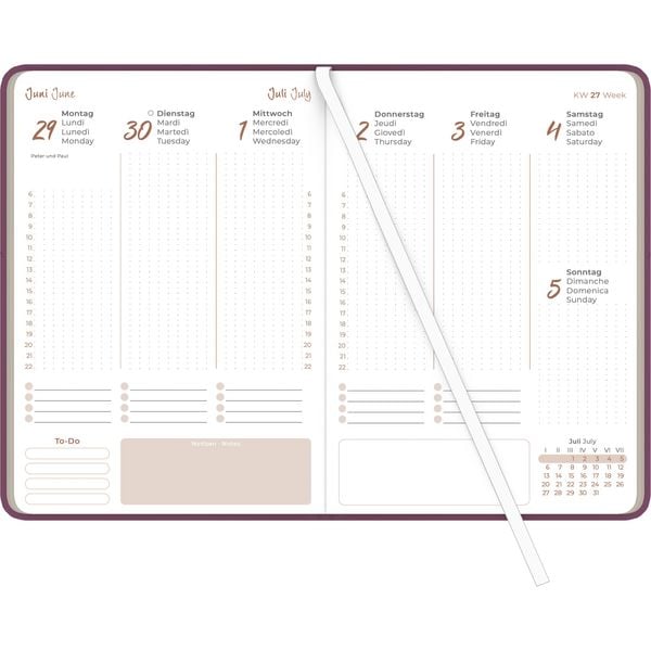 Produktbild: Lady Journal Grande Deluxe Purple 2025 - Taschen-Kalender A5 (15x21 cm) - Tucson Einband - mit Motivprägung - Weekly - 128 Seiten - Alpha Edition