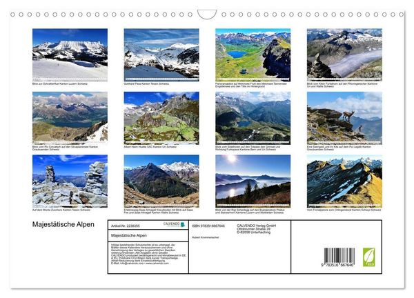 Produktbild: Majest&auml;tische Alpen (Wandkalender 2026 DIN A3 quer), CALVENDO Monatskalender