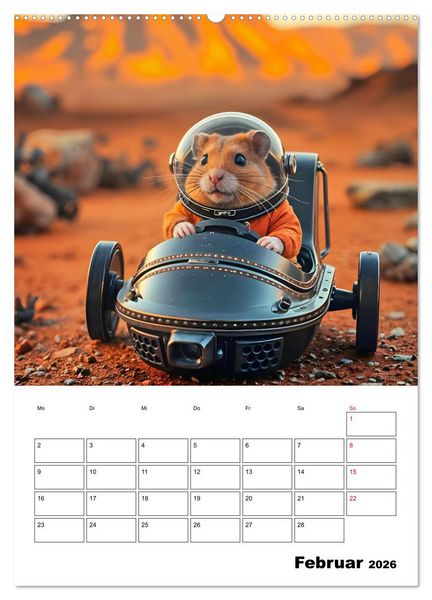 Produktbild: Space Hamster - Mit KI Hamster Astronauten im Weltall (Wandkalender 2026 DIN A2 hoch), CALVENDO Monatskalender