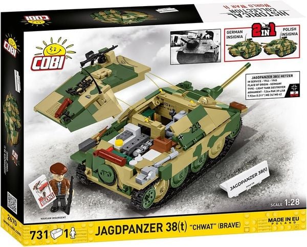 COBI 2670 - Jagdpanzer 38(t) Chwat (Brave), Bausatz 1:28, 731/1 Klemmbausteine