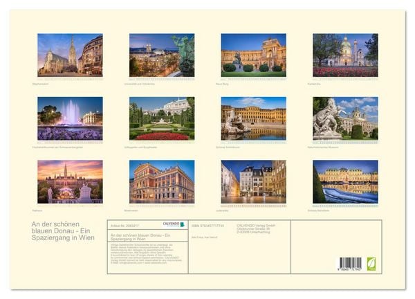 Produktbild: An der sch&ouml;nen blauen Donau - Ein Spaziergang in Wien (Wandkalender 2026 DIN A2 quer), CALVENDO Monatskalender