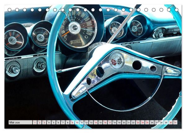 Produktbild: Ikonische US-Car Armaturenbretter (Tischkalender 2026 DIN A5 quer), CALVENDO Monatskalender