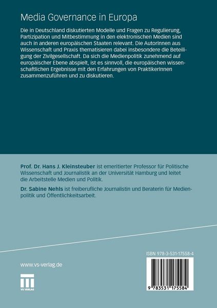 Produktbild: Media Governance in Europa