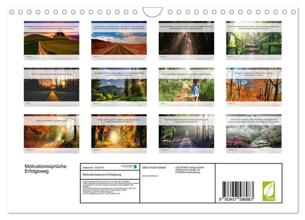 Produktbild: Motivationsspr&uuml;che Erfolgsweg (Wandkalender 2026 DIN A4 quer), CALVENDO Monatskalender