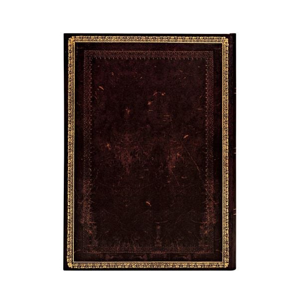Produktbild: Hardcover Notizbuch Schwarzes Marokkoleder, Midi, Liniert