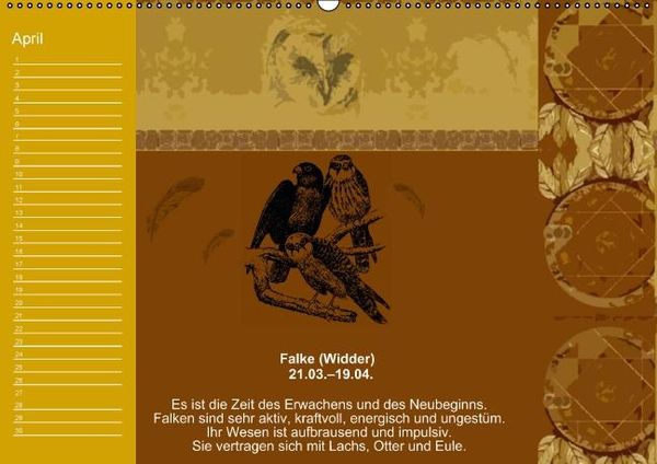 Produktbild: Indianisches Horoskop / Geburtstagskalender (Wandkalender immerw&auml;hrend DIN A2 quer)