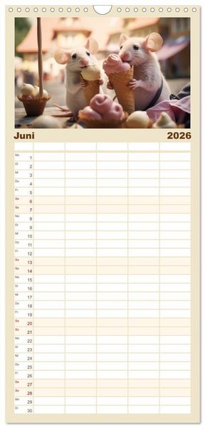 Produktbild: Familienplaner 2026 - Ein Jahr im Leben von Familie Maus mit 5 Spalten (Wandkalender, 21 x 45 cm) CALVENDO