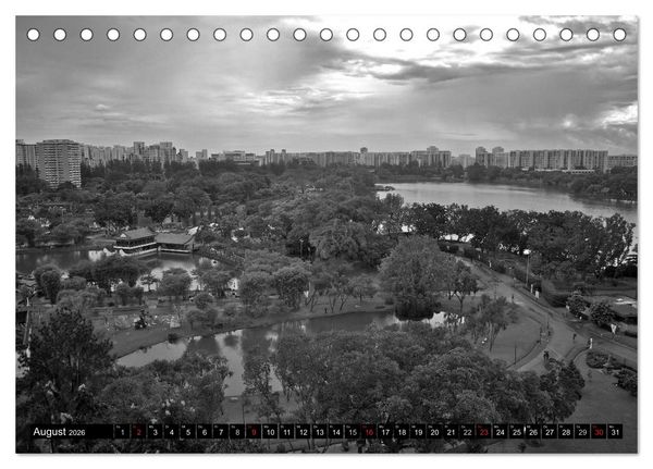 Produktbild: Singapur - Impressionen in schwarz - weiss (Tischkalender 2026 DIN A5 quer), CALVENDO Monatskalender