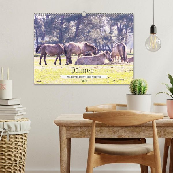Produktbild: D&uuml;lmen - Wildpferde, Burgen und Schl&ouml;sser (Wandkalender 2026 DIN A3 quer), CALVENDO Monatskalender