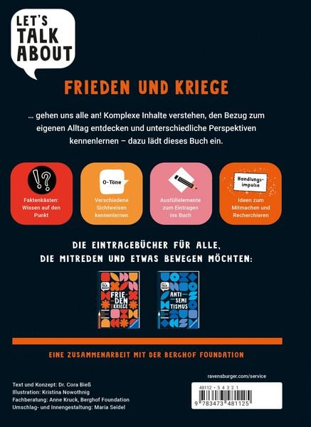 Produktbild: Let's talk about - Frieden und Kriege. Dein Eintragebuch