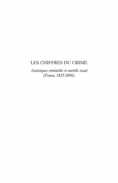 Produktbild: Les chiffres du crime - statistiques criminelles et controle