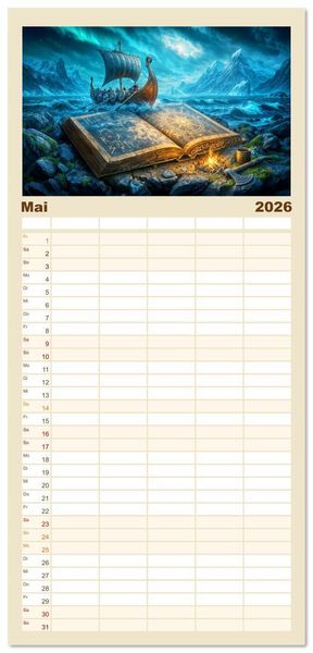 Produktbild: Familienplaner 2026 - Magische Welt der B&uuml;cher - Fantastische Abenteuer zwischen den Seiten mit 5 Spalten (Wandkalender, 21 x 45 cm) CALVENDO
