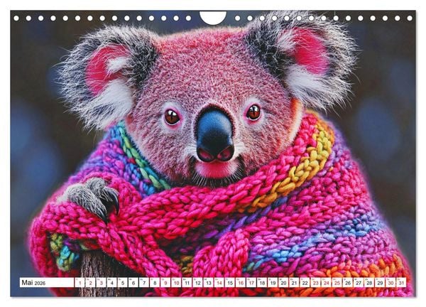 Produktbild: Strick-Pfoten - Flauschige Freunde in gestrickten Meisterwerken (Wandkalender 2026 DIN A4 quer), CALVENDO Monatskalender