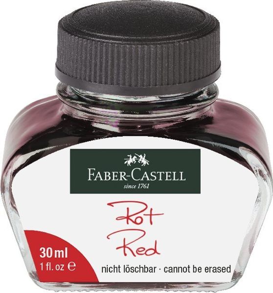 Faber-Castell Tintenglas,30 ml, Tinte rot, nicht löschbar