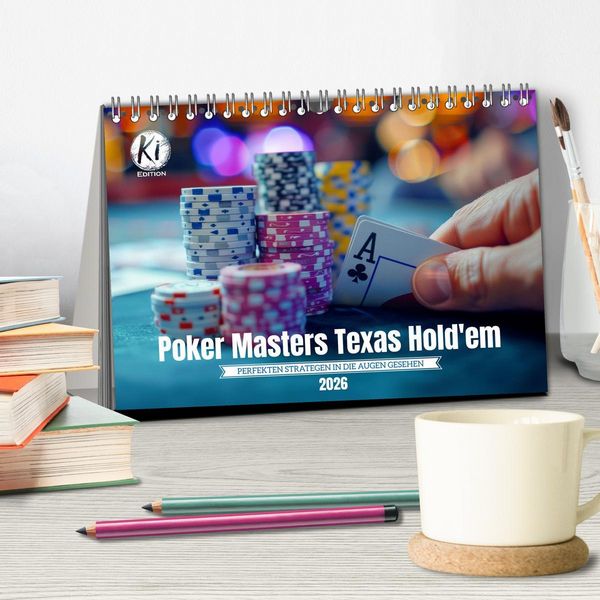 Produktbild: Poker Masters Texas Hold'em (Tischkalender 2026 DIN A5 quer), CALVENDO Monatskalender