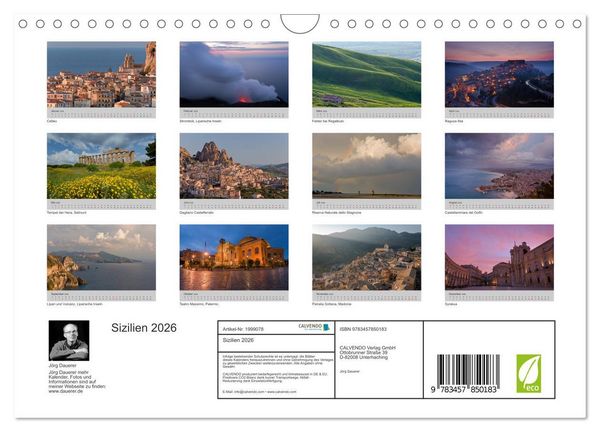 Produktbild: Sizilien 2026 (Wandkalender 2026 DIN A4 quer), CALVENDO Monatskalender
