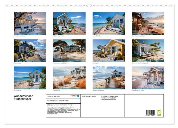 Produktbild: Wundersch&ouml;ne Strandh&auml;user (Wandkalender 2026 DIN A2 quer), CALVENDO Monatskalender