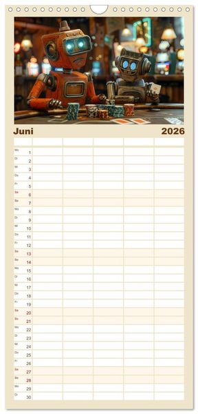 Produktbild: Familienplaner 2026 - Neues aus dem Roboter Sport Club mit 5 Spalten (Wandkalender, 21 x 45 cm) CALVENDO