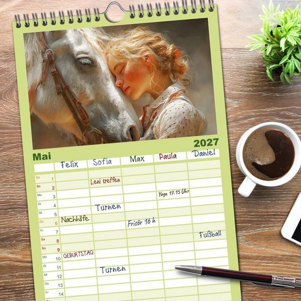 Produktbild: Familienplaner 2027 - Mensch und Tier. Momente voller W&auml;rme, Vertrauen und Respekt mit 5 Spalten (Wandkalender, 21 x 45 cm) CALVENDO