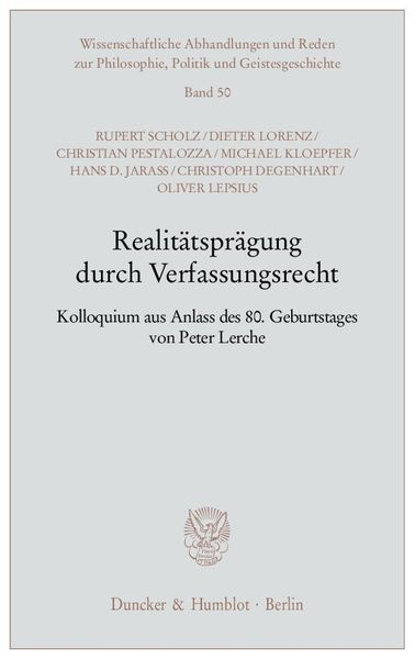 Produktbild: Realit&auml;tspr&auml;gung durch Verfassungsrecht.
