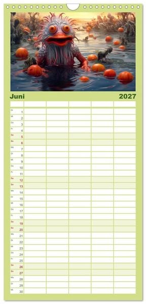 Produktbild: Familienplaner 2027 - Monsterm&auml;&szlig;ig durchs Jahr mit 5 Spalten (Wandkalender, 21 x 45 cm) CALVENDO