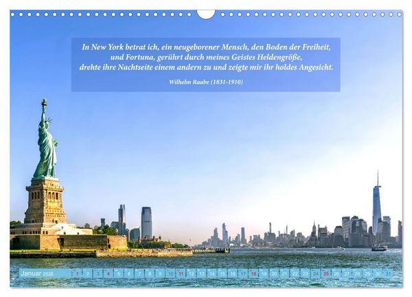 Produktbild: New York Ansichten - Literaturkalender (Wandkalender 2026 DIN A3 quer), CALVENDO Monatskalender