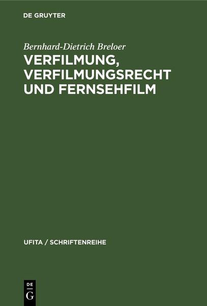 Produktbild: Verfilmung, Verfilmungsrecht und Fernsehfilm