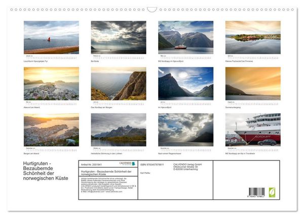 Produktbild: Hurtigruten - Bezaubernde Sch&ouml;nheit der norwegischen K&uuml;ste (Wandkalender 2026 DIN A2 quer), CALVENDO Monatskalender