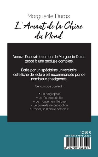 Produktbild: L'Amant de la Chine du Nord de Marguerite Duras (fiche de lecture et analyse compl&egrave;te de l'&iquest;uvre)
