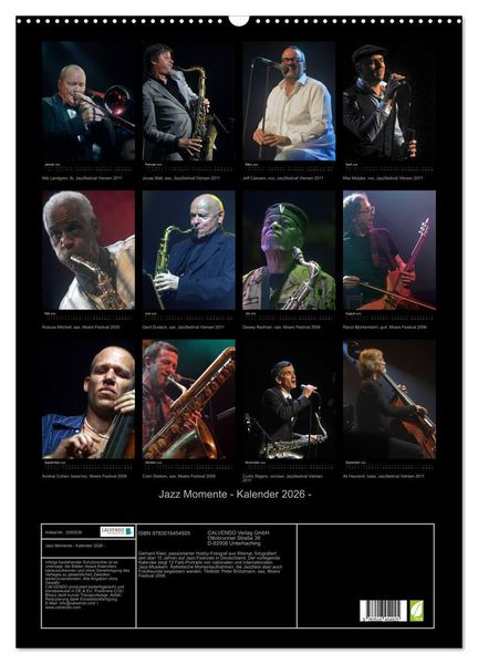 Produktbild: Jazz Momente - Kalender 2026 - (Wandkalender 2026 DIN A2 hoch), CALVENDO Monatskalender