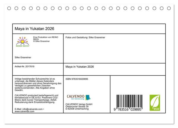 Produktbild: Maya in Yukatan 2026 (Tischkalender 2026 DIN A5 quer), CALVENDO Monatskalender