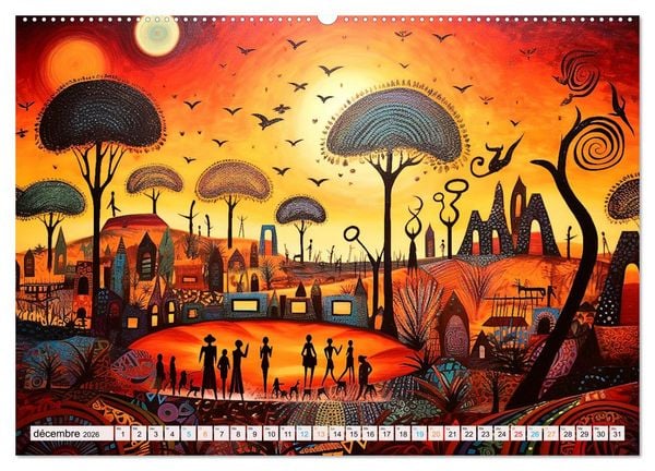 Produktbild: Sc&egrave;nes de vie africaine (Calendrier mural 2026 DIN A2 vertical) calendrier de bureau