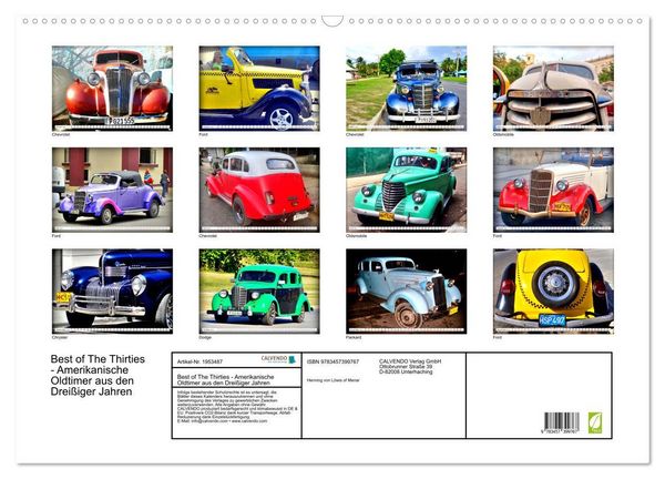 Produktbild: Best of The Thirties - Amerikanische Oldtimer aus den Drei&szlig;iger Jahren (Wandkalender 2026 DIN A2 quer), CALVENDO Monatskalender