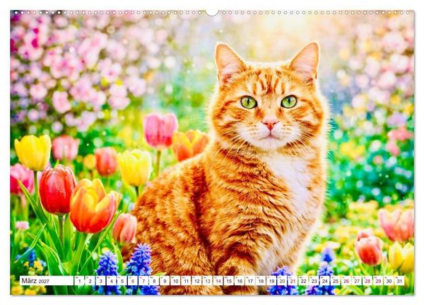 Produktbild: Rote Katzen (hochwertiger Premium Wandkalender 2027 DIN A2 quer), Kunstdruck in Hochglanz