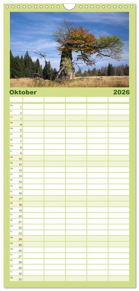 Produktbild: Familienplaner 2026 - Bayerischer Wald - der Osten Bayerns mit 5 Spalten (Wandkalender, 21 x 45 cm) CALVENDO