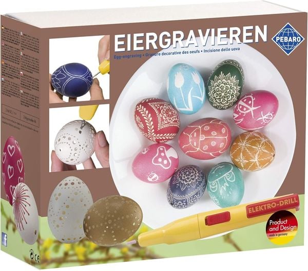 Produktbild: PEBARO 0354 - Eiergravieren, Ostereier-Malset mit Gravierstift und Zubeh&ouml;r, Bastelset