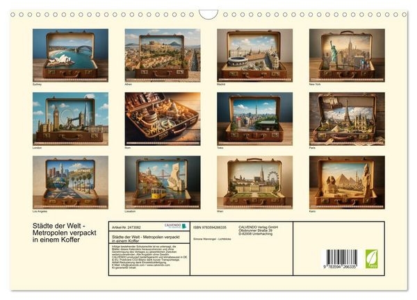Produktbild: St&auml;dte der Welt - Metropolen verpackt in einem Koffer (Wandkalender 2027 DIN A3 quer), CALVENDO Monatskalender