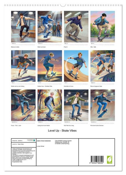 Produktbild: Level Up - Skate Vibes (hochwertiger Premium Wandkalender 2027 DIN A2 hoch), Kunstdruck in Hochglanz