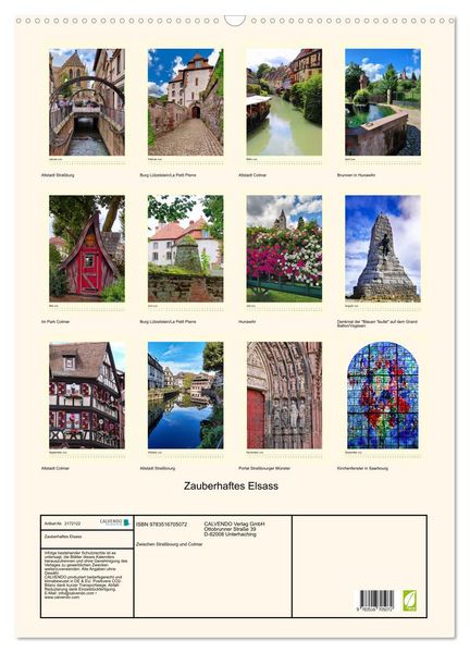 Produktbild: Zauberhaftes Elsass (Wandkalender 2026 DIN A2 hoch), CALVENDO Monatskalender
