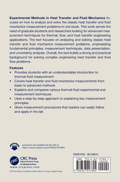 Produktbild: Experimental Methods in Heat Transfer and Fluid Mechanics